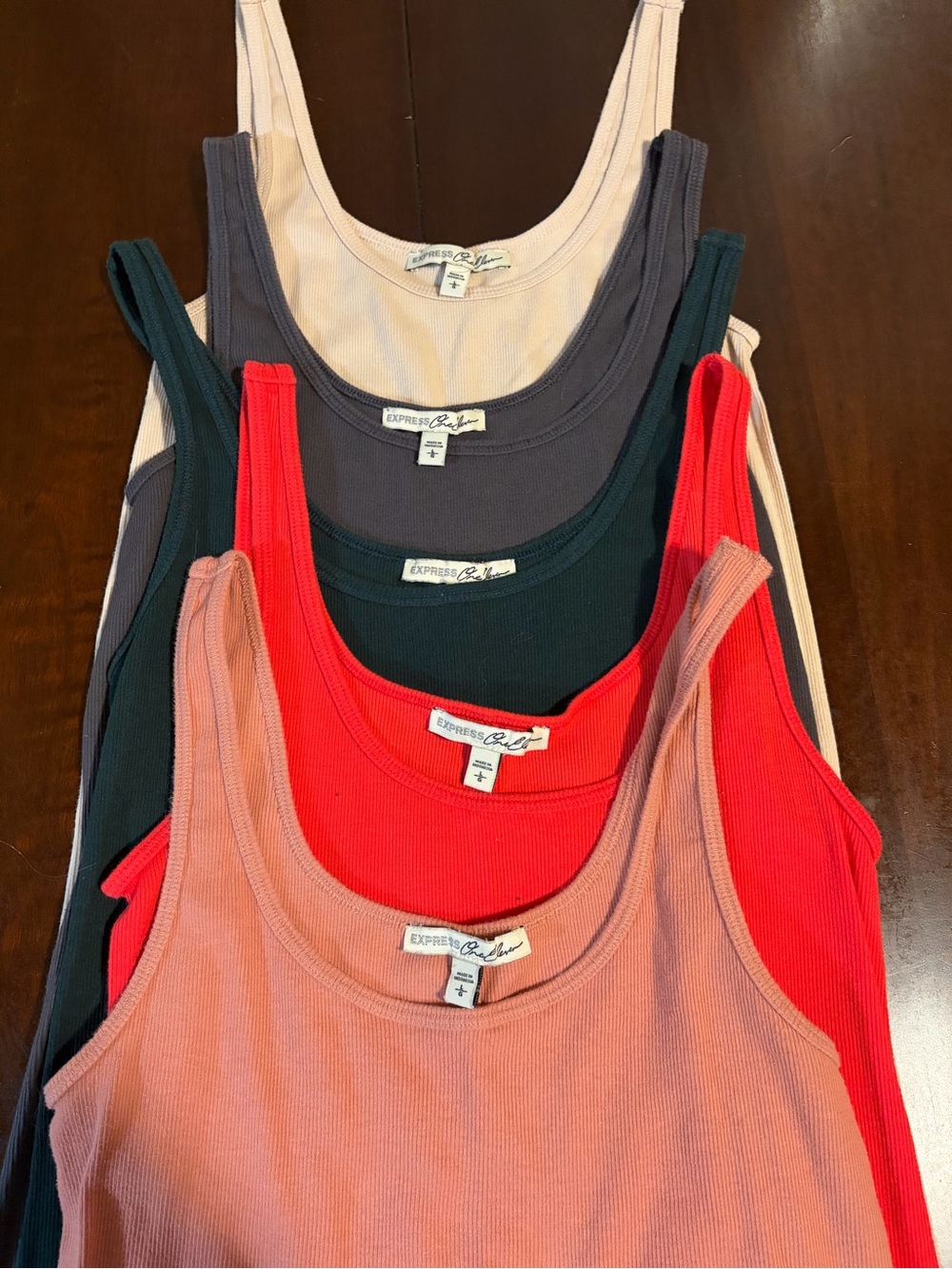 LOT of 5 Express Women's Ribbed Scoop Tanks